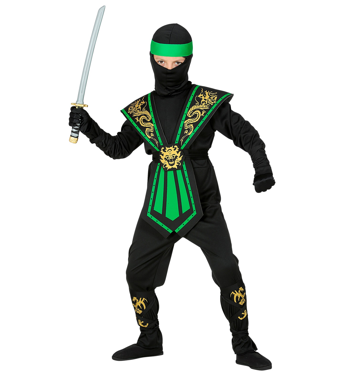 Costume Carnevale Green Kombat Ninja Bambino Abito Travestimento - 3851