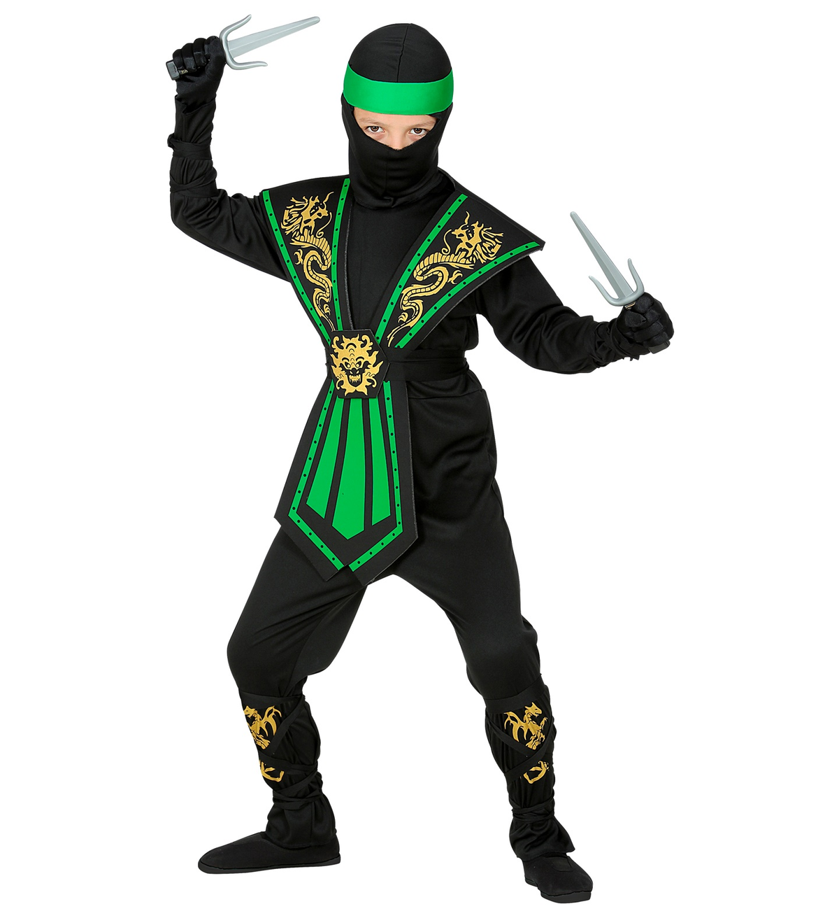 Costume Carnevale Green Kombat Ninja Bambino Abito Travestimento - 3851