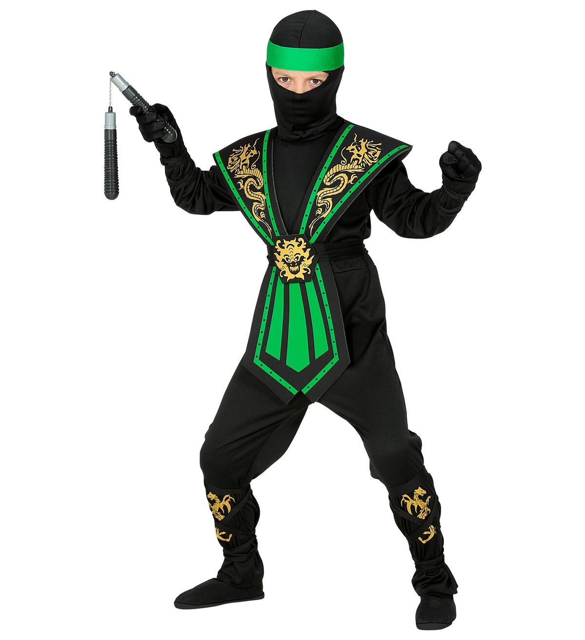 Costume Carnevale Green Kombat Ninja Bambino Abito Travestimento - 3851