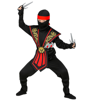 Costume Carnevale Red Kombat Ninja con Accessori Bambino Abito Travestimento - 3856