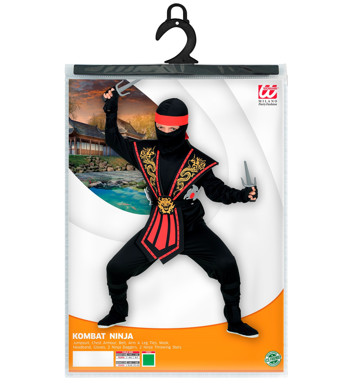 Costume Carnevale Red Kombat Ninja con Accessori Bambino Abito Travestimento - 3856