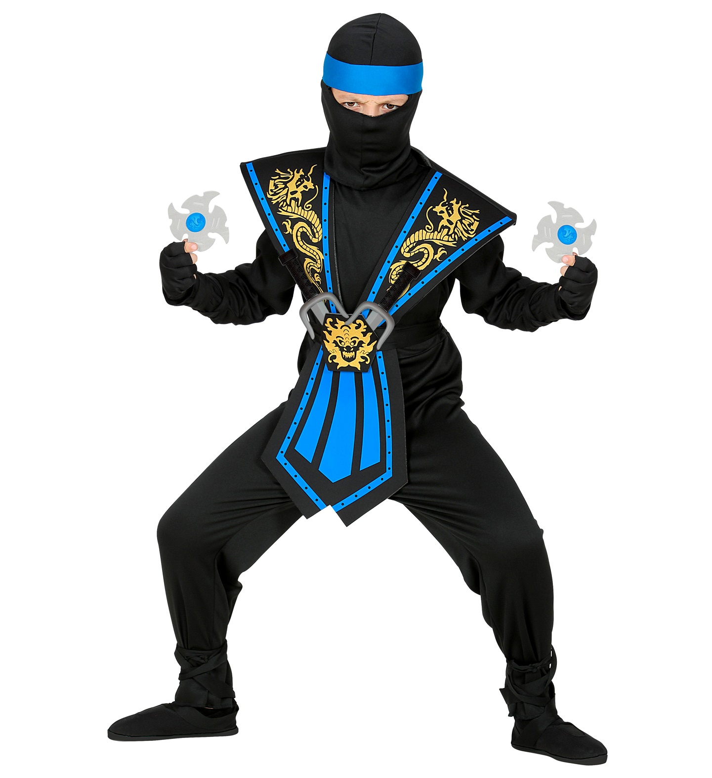 Costume Carnevale Blue Kombat Ninja con Accessori Bambino Abito Travestimento - 3865