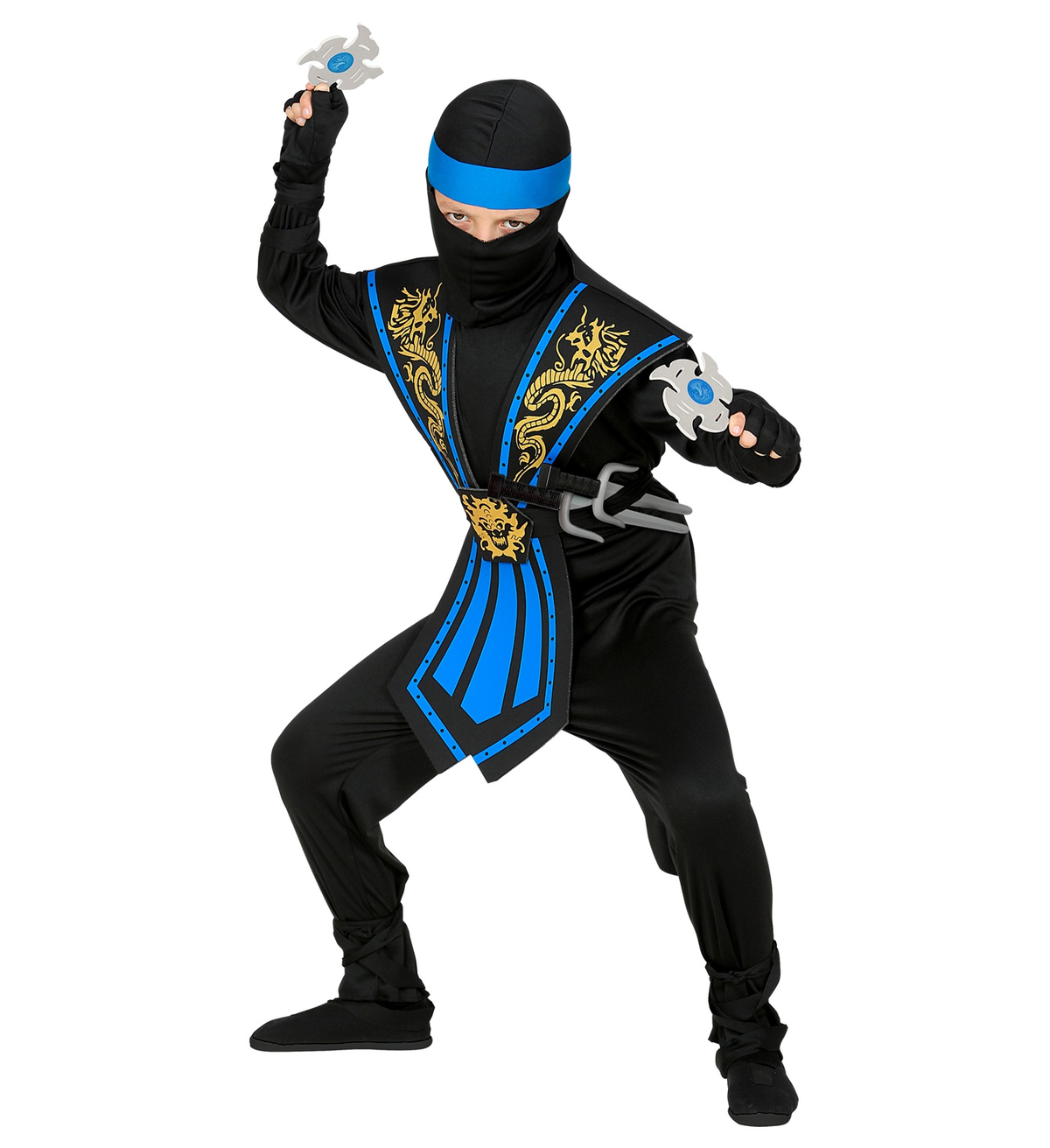 Costume Carnevale Blue Kombat Ninja con Accessori Bambino Abito Travestimento - 3865