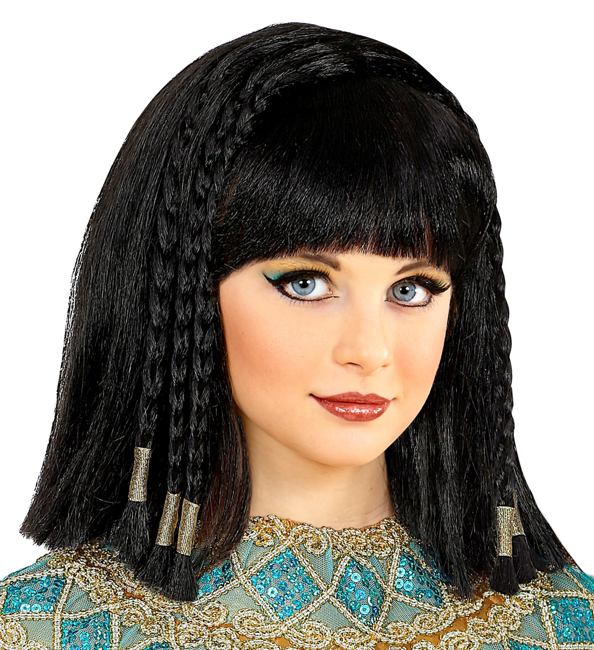 Parrucca Cleopatra con Trecce Decorate Accessori per Abito Vestito Travestimento Carnevale - 46931