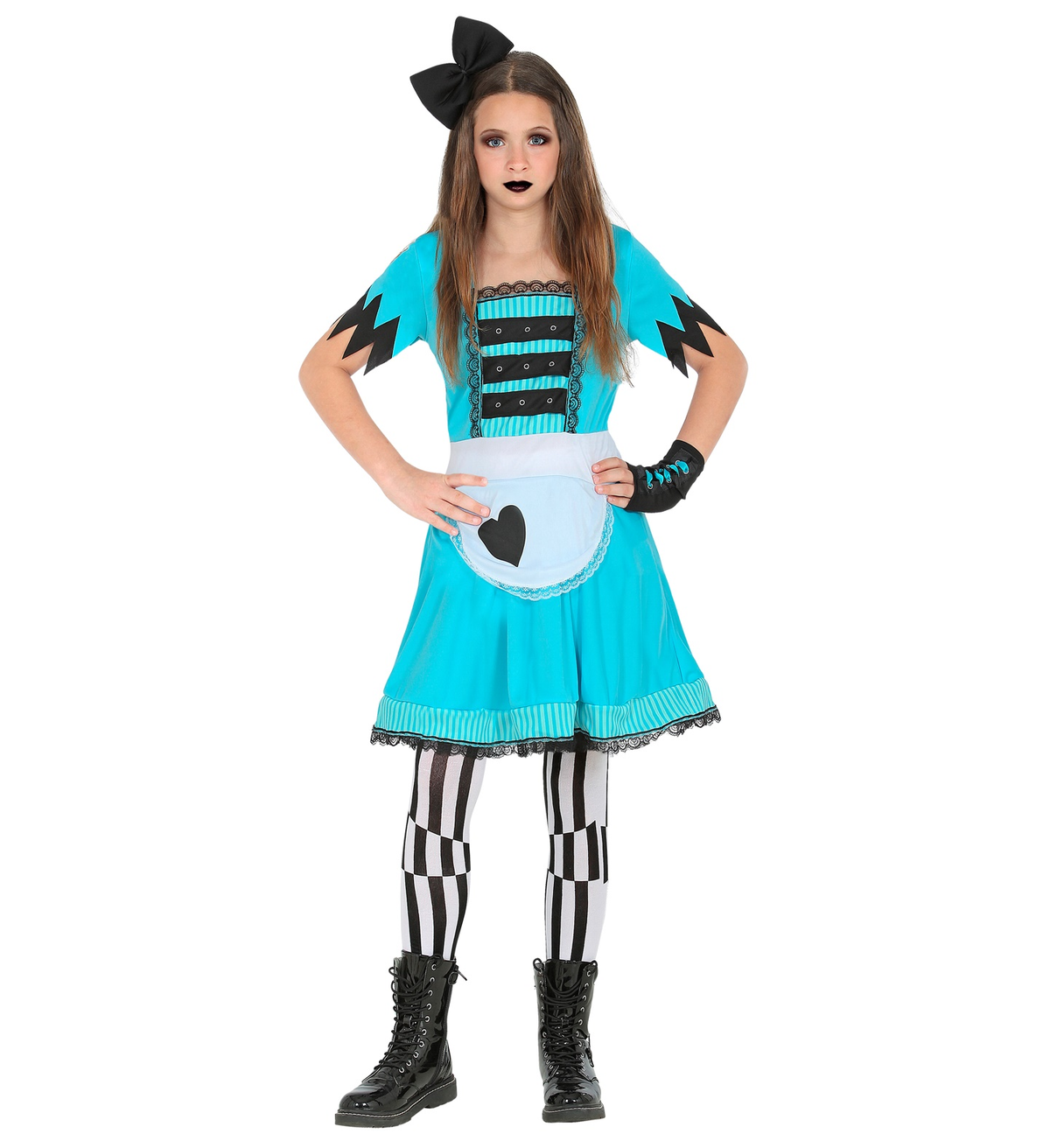 Costume Carnevale Ragazza Del Paese Delle Meraviglie Bambina Abito Travestimento - 6025