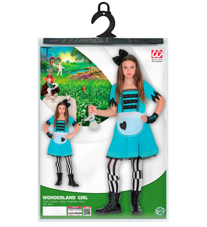 Costume Carnevale Ragazza Del Paese Delle Meraviglie Bambina Abito Travestimento - 6025