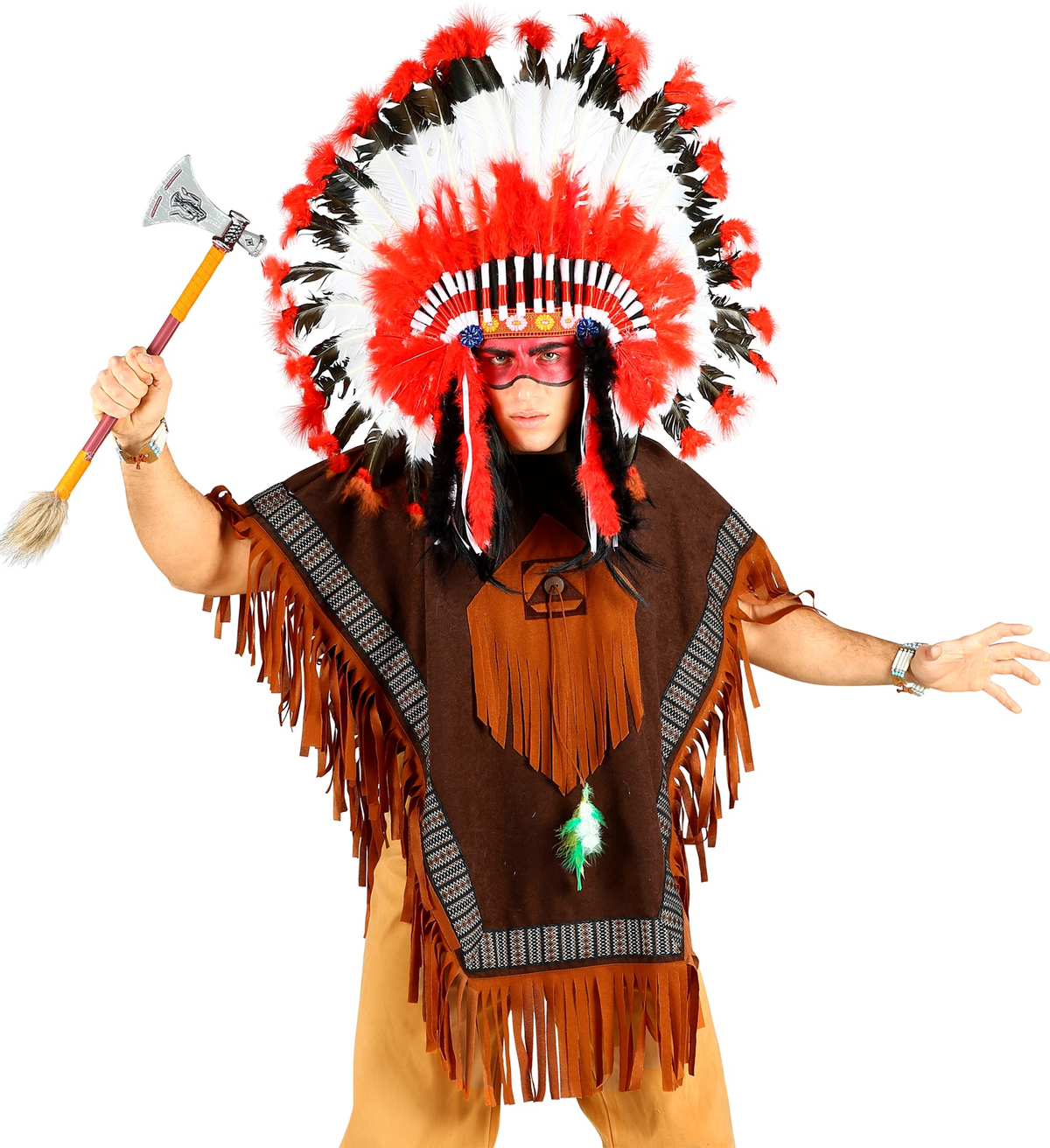 Costume Carnevale Indiano Poncho Abito Travestimento Adulto - 00075