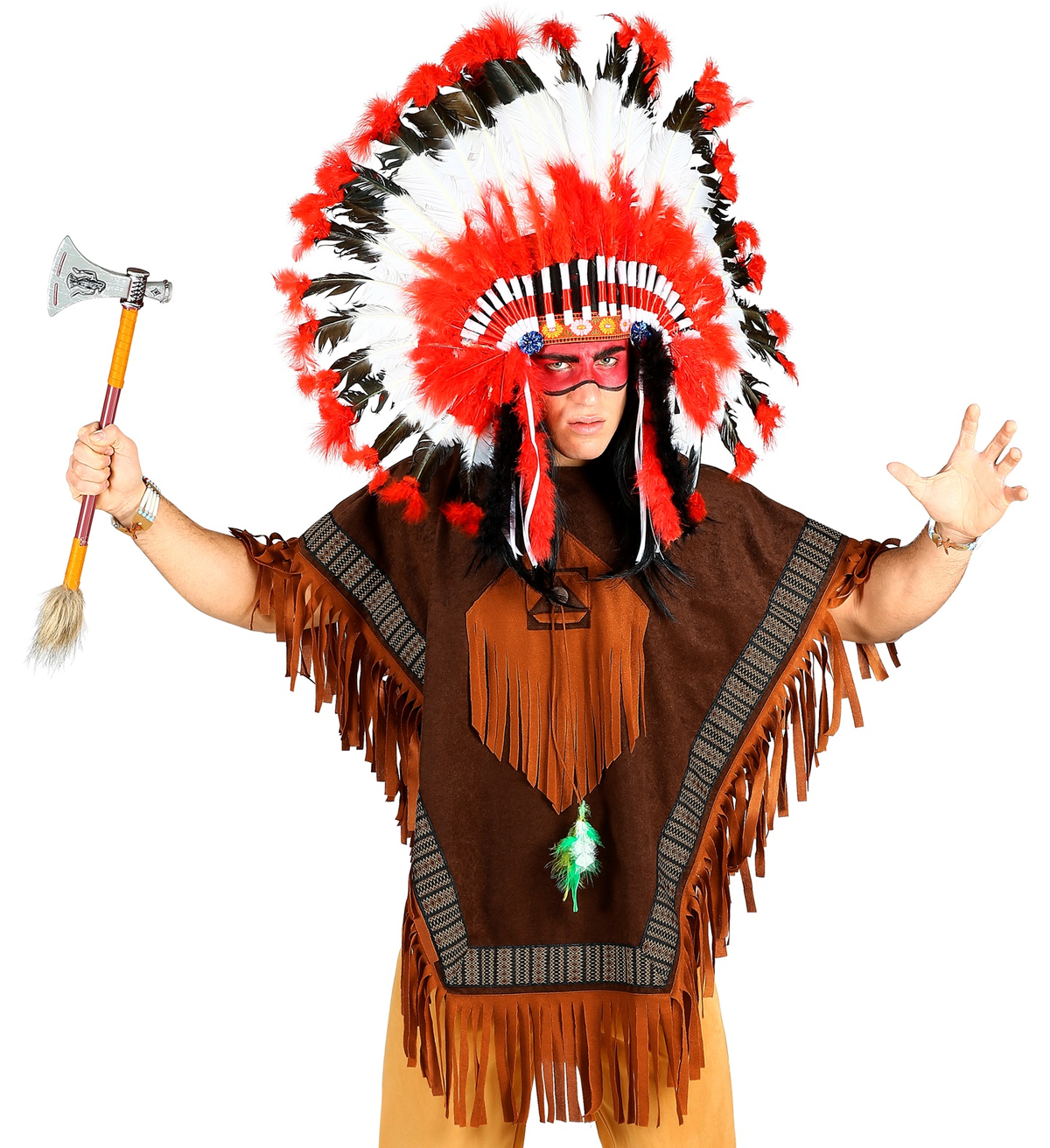 Costume Carnevale Indiano Poncho Abito Travestimento Adulto - 00075