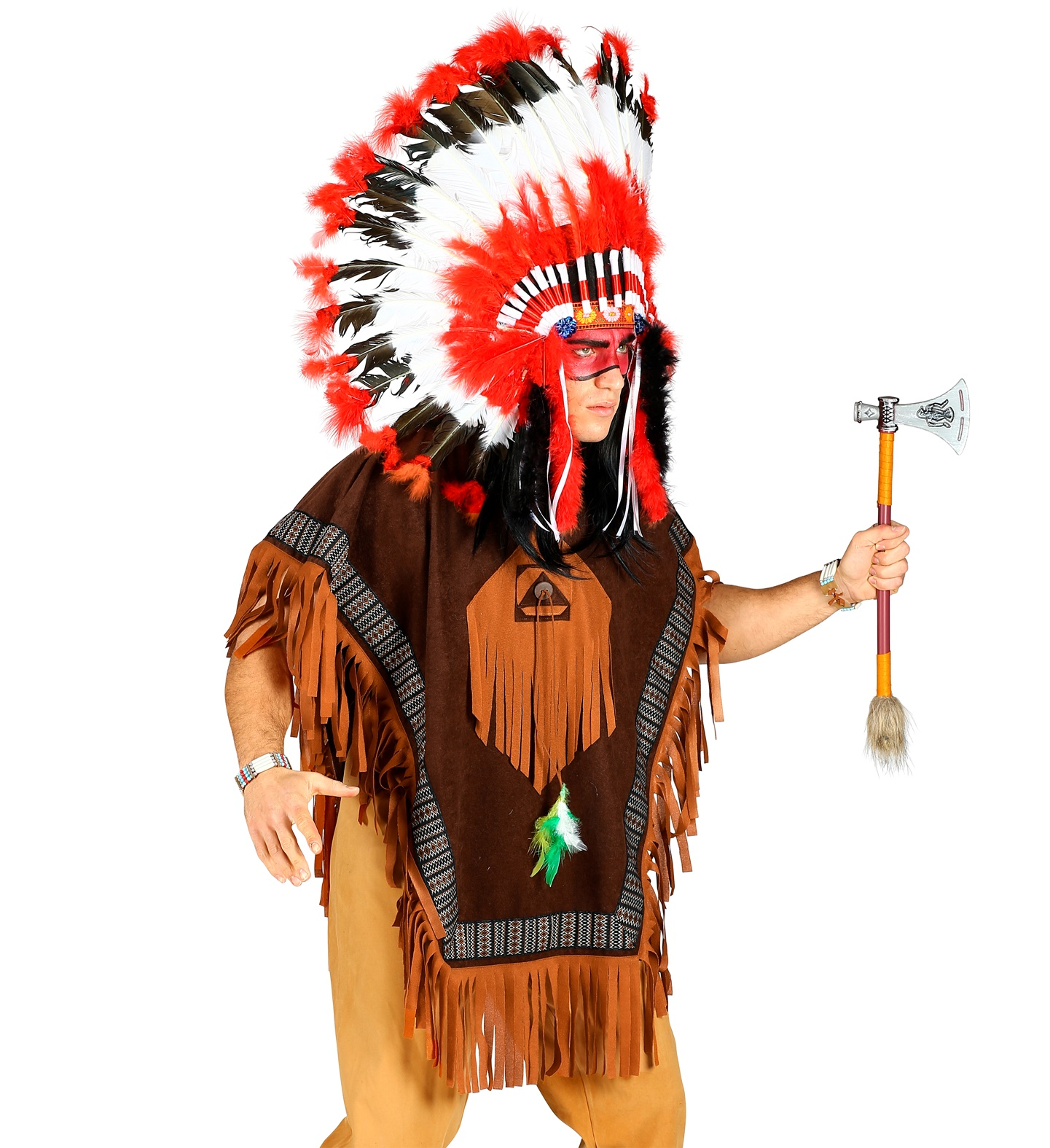 Costume Carnevale Indiano Poncho Abito Travestimento Adulto - 00075