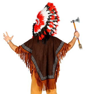 Costume Carnevale Indiano Poncho Abito Travestimento Adulto - 00075