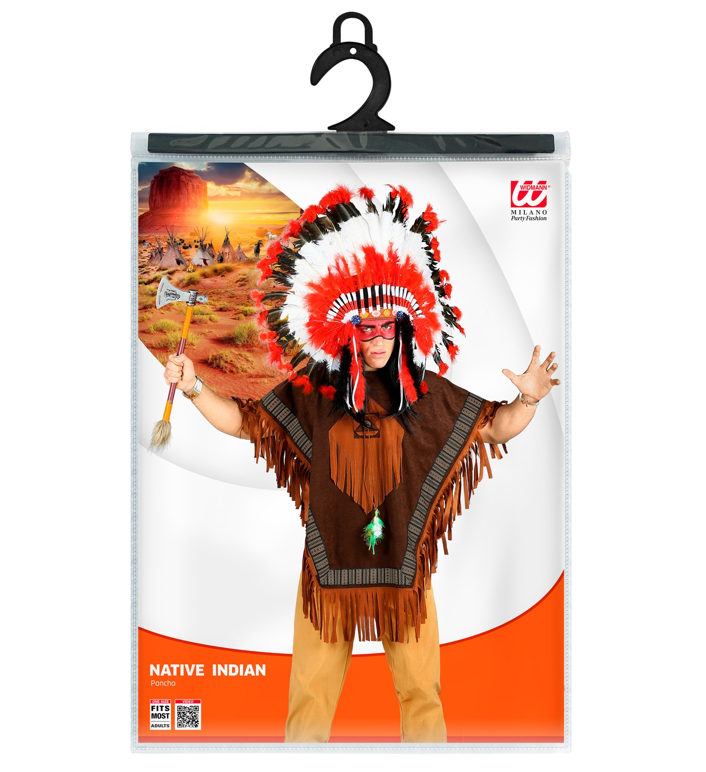 Costume Carnevale Indiano Poncho Abito Travestimento Adulto - 00075
