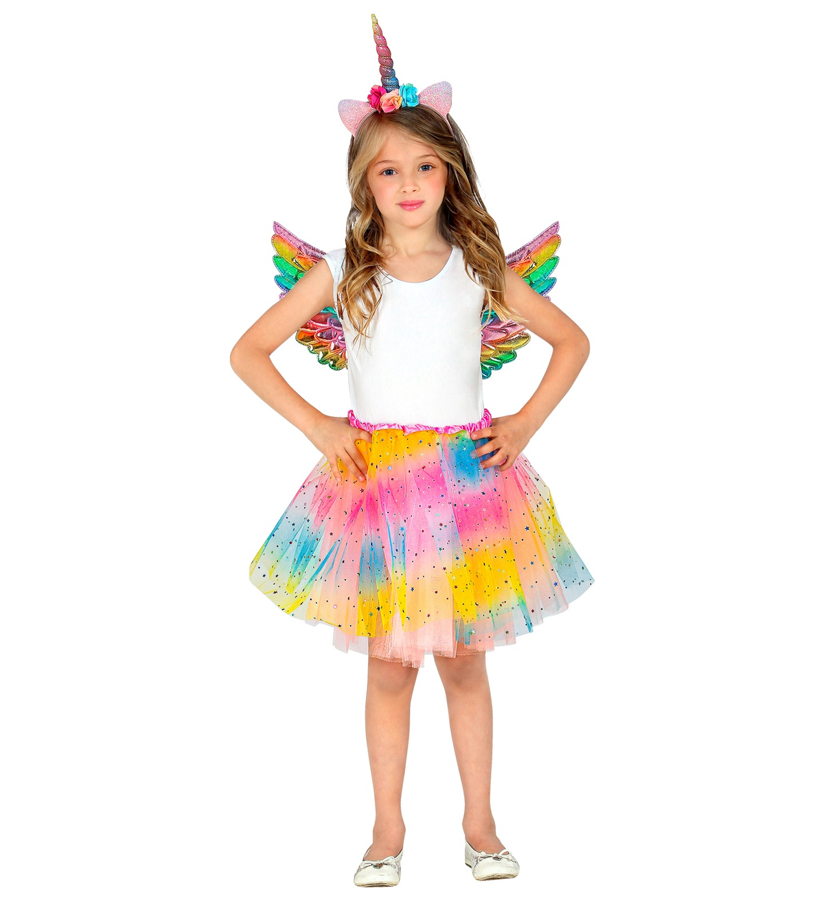 Set Travestimento Unicorno Tutu Ali Copricapo Accessori Carnevale - 10323