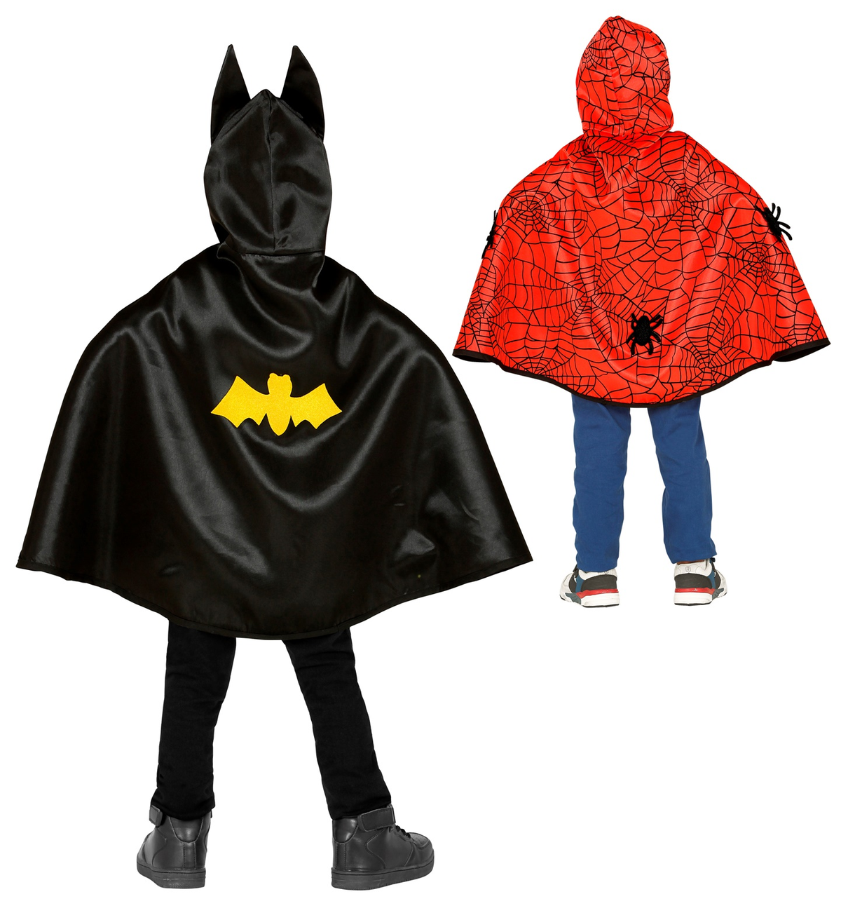 Costume Carnevale Super Eroe Mantello con Cappuccio Reversibile Bambino Abito Travestimento - 1066