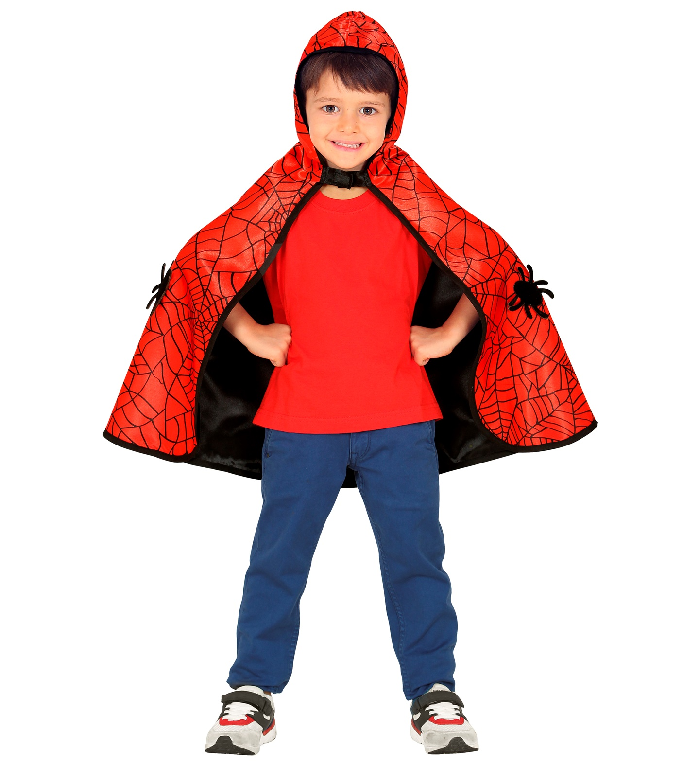 Costume Carnevale Super Eroe Mantello con Cappuccio Reversibile Bambino Abito Travestimento - 1066