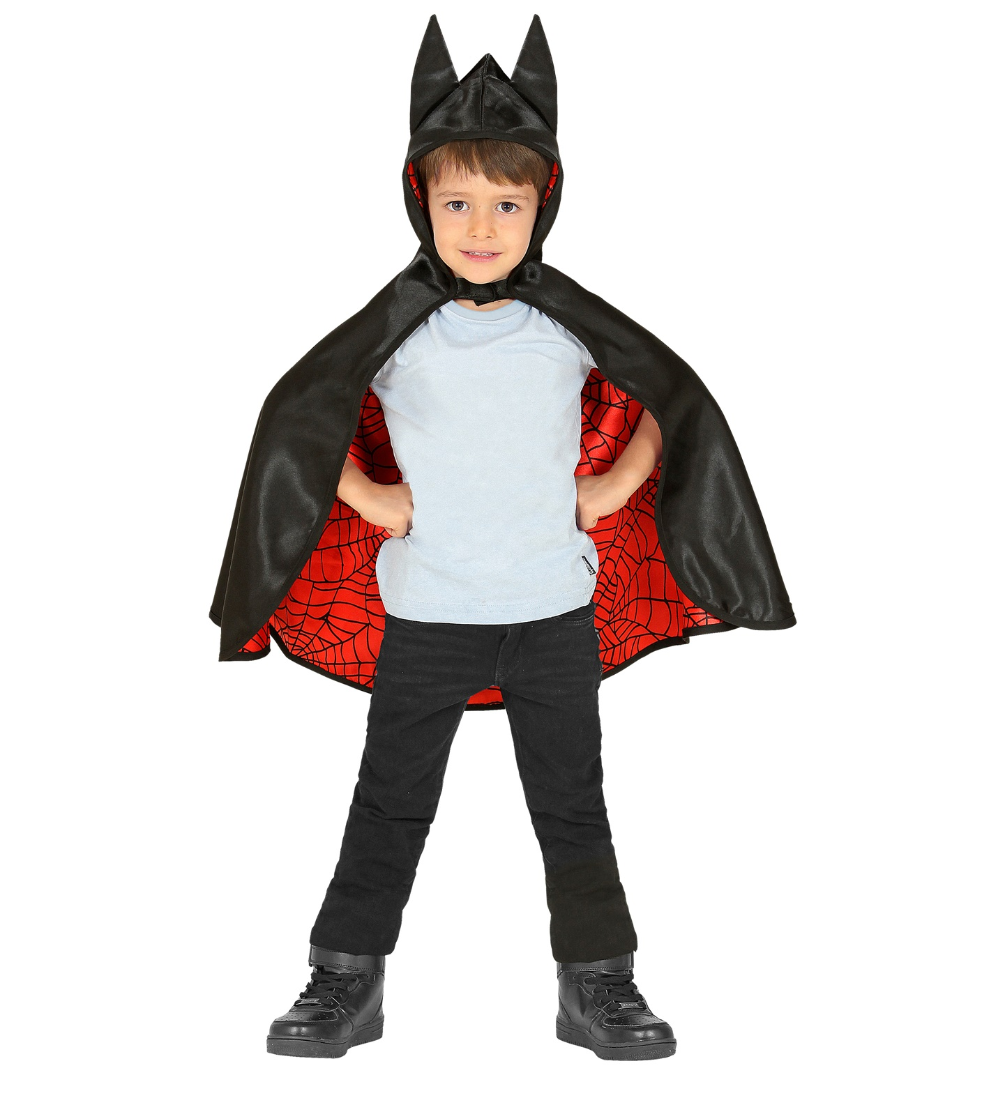 Costume Carnevale Super Eroe Mantello con Cappuccio Reversibile Bambino Abito Travestimento - 1066