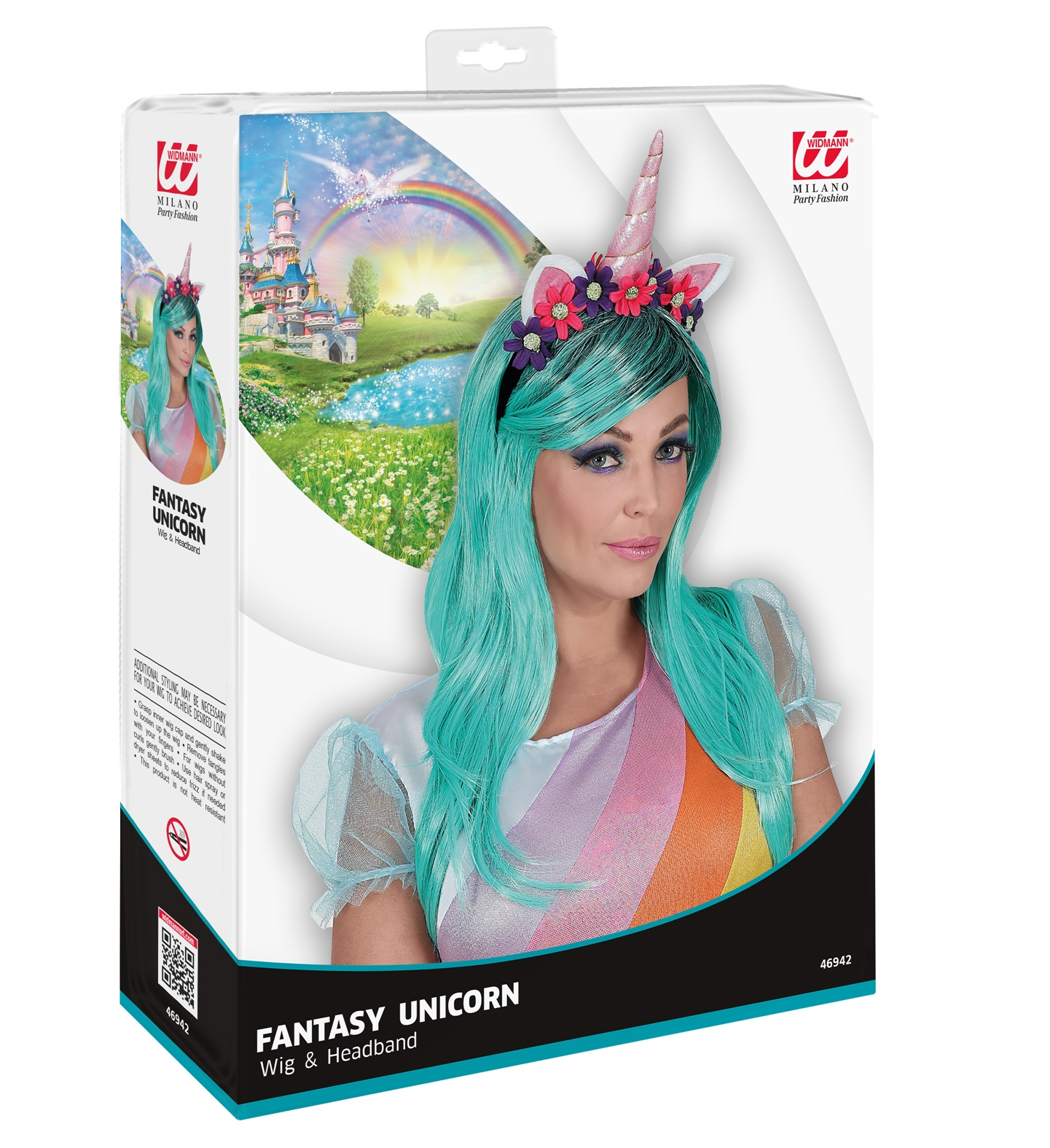 Vestito Carnevale + Accessori Unicorno Abito Copricapo Parrucca Travestimento (xs)