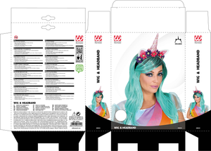 Parrucca e Cerchietto Unicorno Fantasy Accessori per Abito Vestito Travestimento Carnevale - 46942