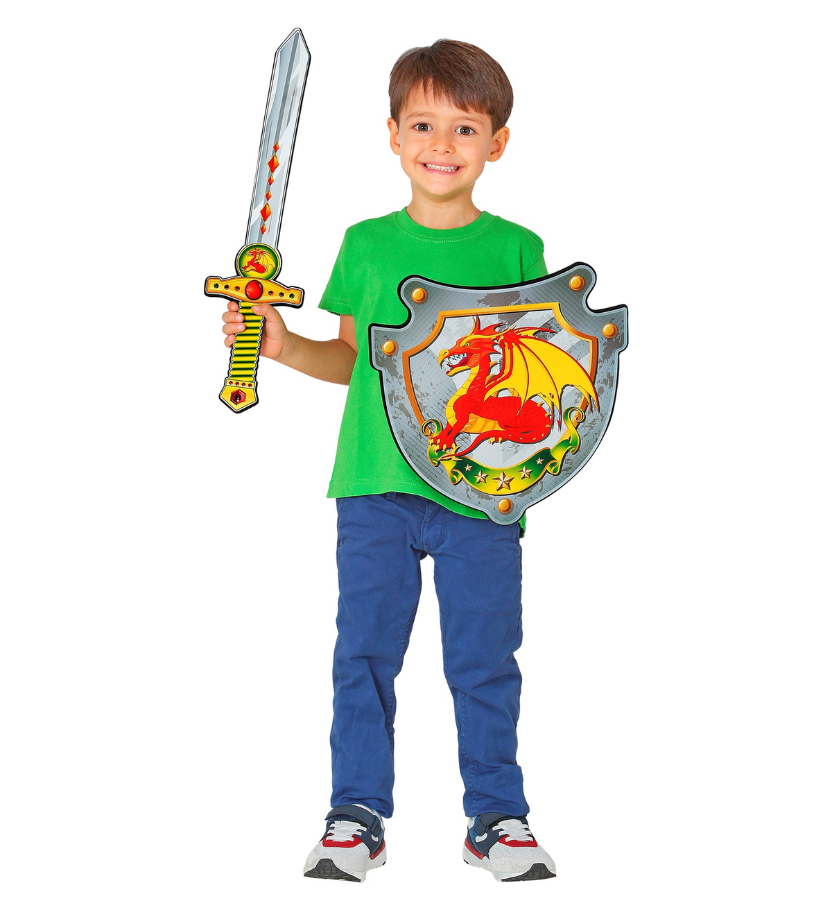 Set Spada e Scudo Cavaliere Del Drago in Spugna Accessori per Abito Vestito Carnevale Bambino - 97304