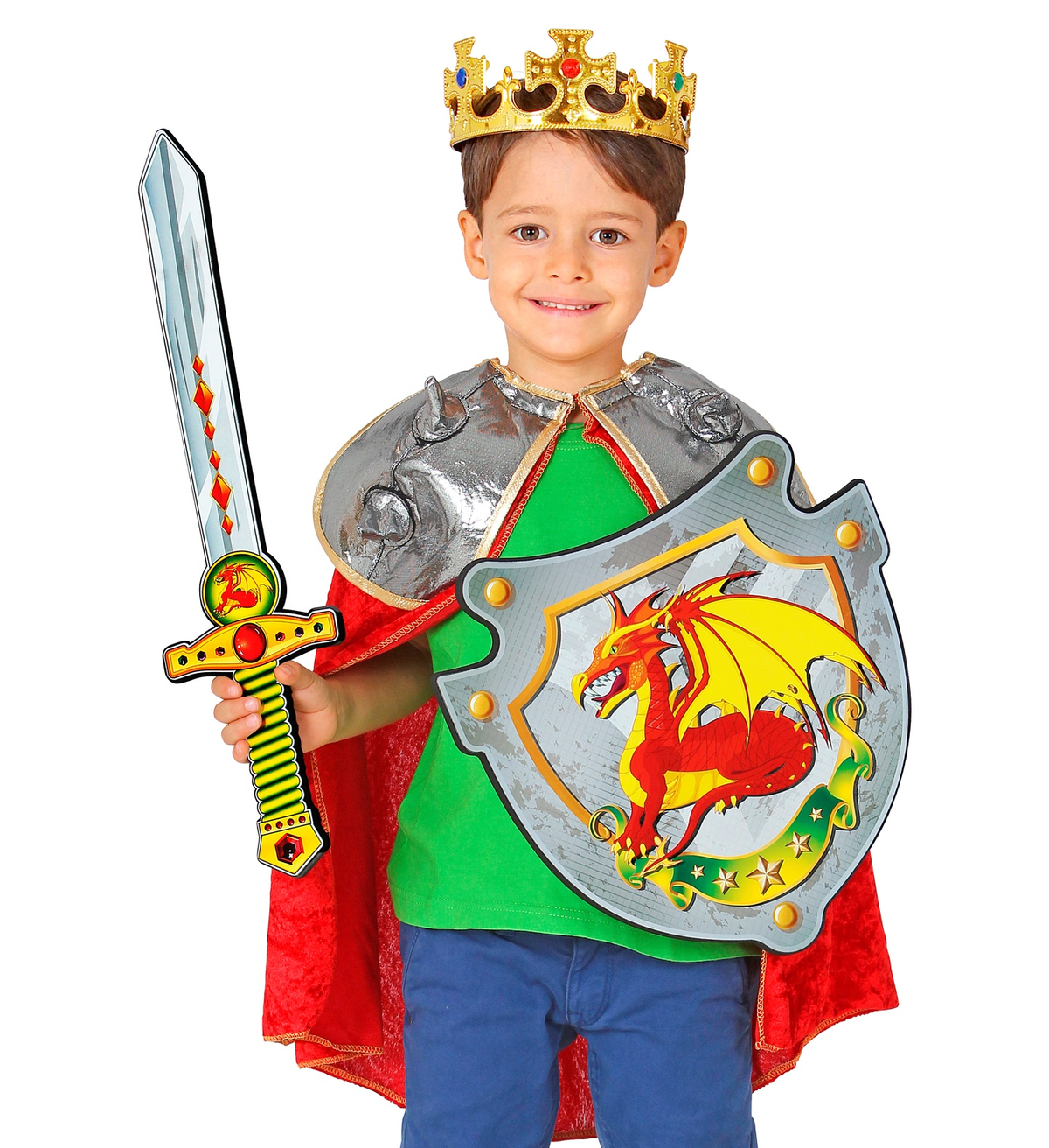 Set Spada e Scudo Cavaliere Del Drago in Spugna Accessori per Abito Vestito Carnevale Bambino - 97304