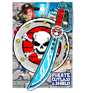 Vestito Carnevale + Accessori Pirata Costume Sciabola Scudo Cappello Travestimento (4/5 Anni)