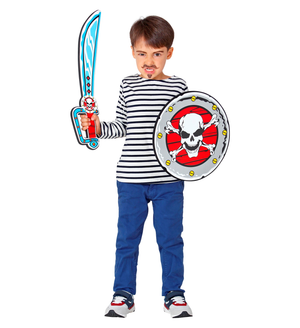 Set Sciabola e Scudo Pirata in Spugna Accessori per Abito Vestito Carnevale Bambino - 97307
