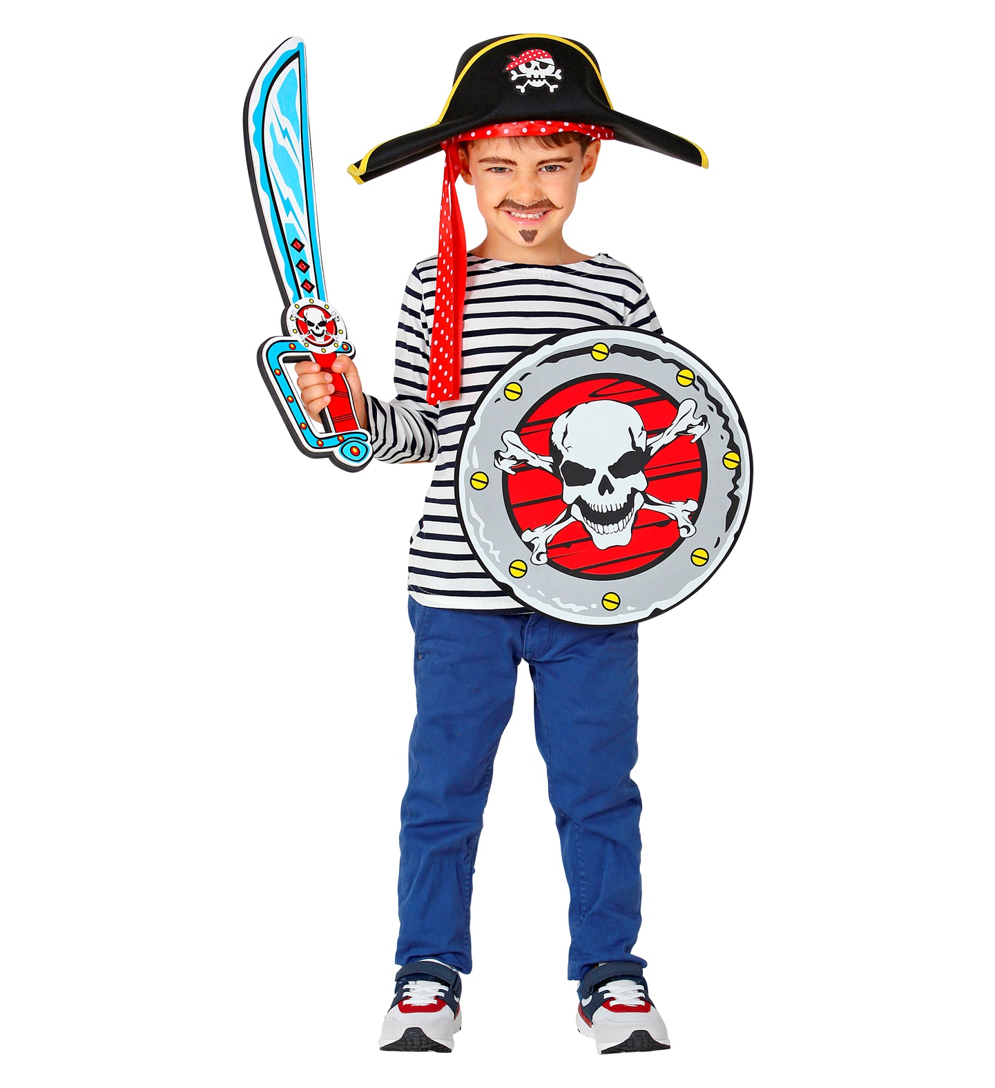Set Sciabola e Scudo Pirata in Spugna Accessori per Abito Vestito Carnevale Bambino - 97307