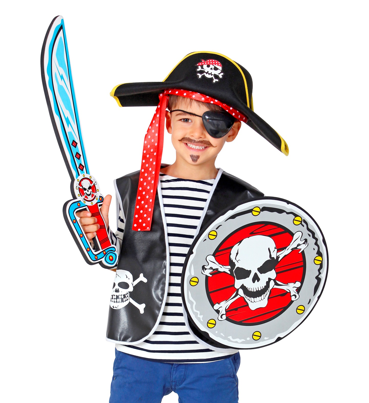 Set Sciabola e Scudo Pirata in Spugna Accessori per Abito Vestito Carnevale Bambino - 97307