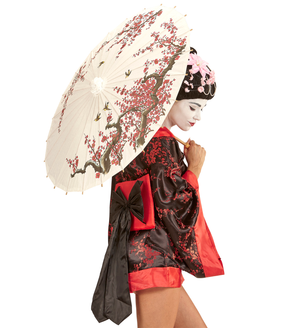 Parasole Orientale in Carta con Struttura in Legno Accessori Vestiti Carnevale - 66785