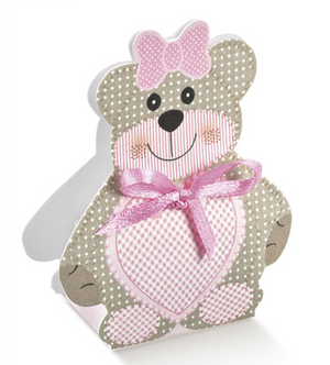 Bomboniera Astuccio Orsetto Rosa con Confetti 12x6x4 CM - 14959