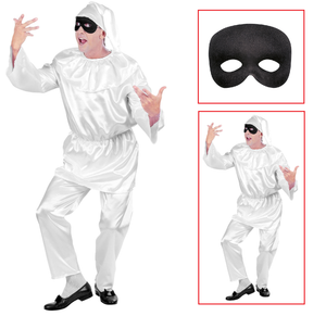 Vestito Carnevale + Accessori Pulcinella Costume Maschera Travestimento (s)