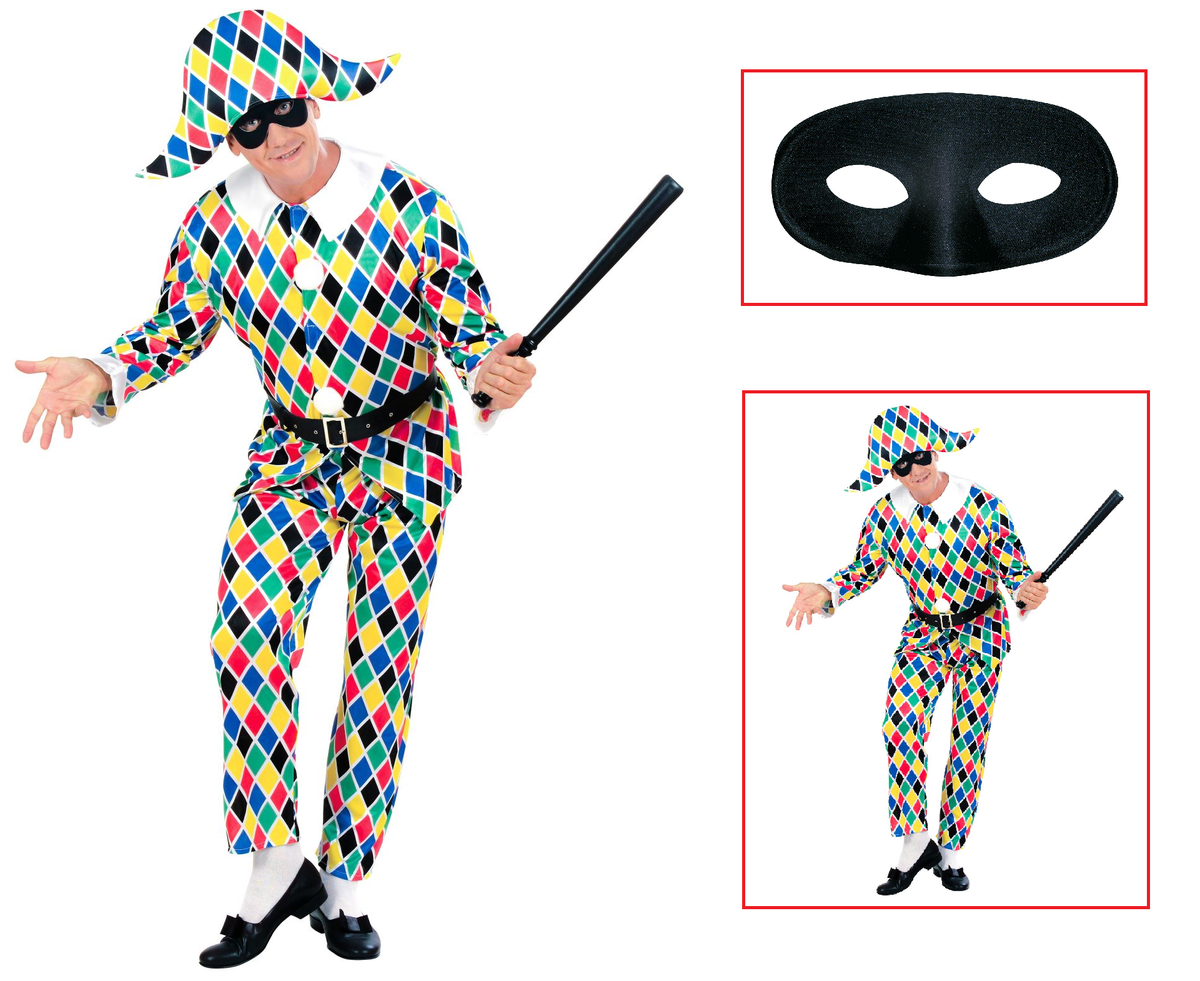 Vestito Carnevale + Accessori Arlecchino Costume Maschera Travestimento (s)
