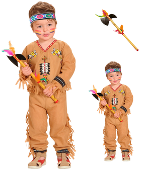 Vestito Carnevale + Accessori Indiano Costume Ascia Travestimento (1/2 Anni)