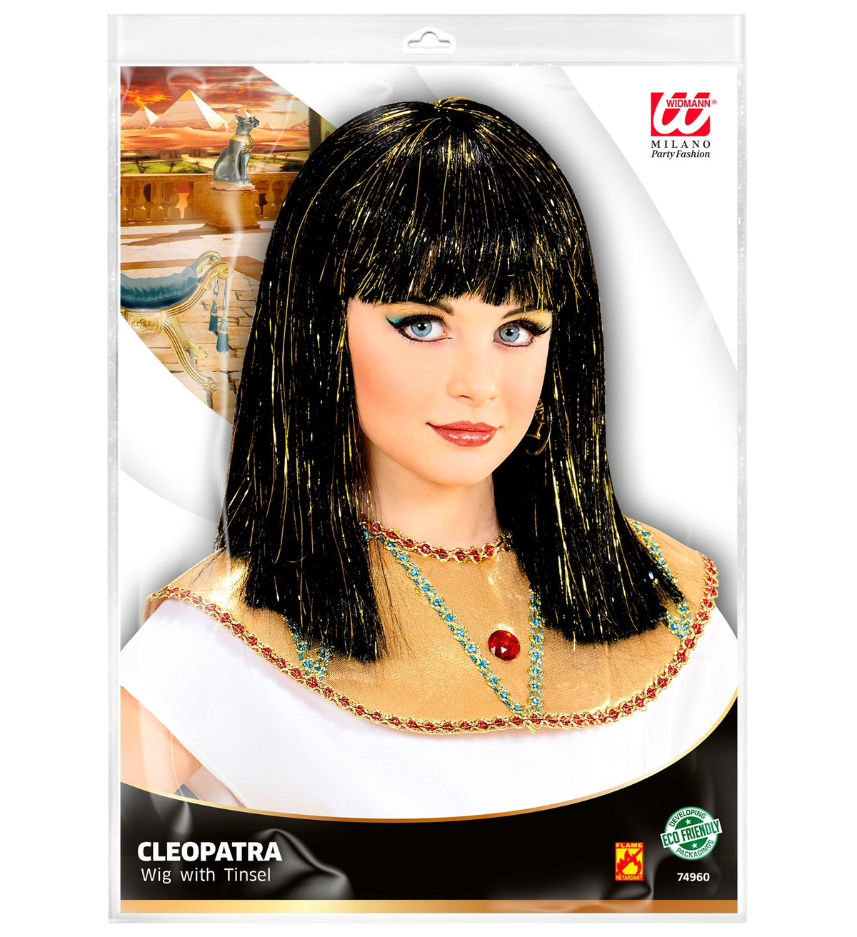 Parrucca Cleopatra con Fili di Lamè Accessori per Abito Vestito Travestimento Carnevale - 74960