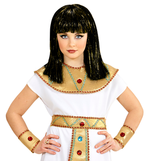 Parrucca Cleopatra con Fili di Lamè Accessori per Abito Vestito Travestimento Carnevale - 74960