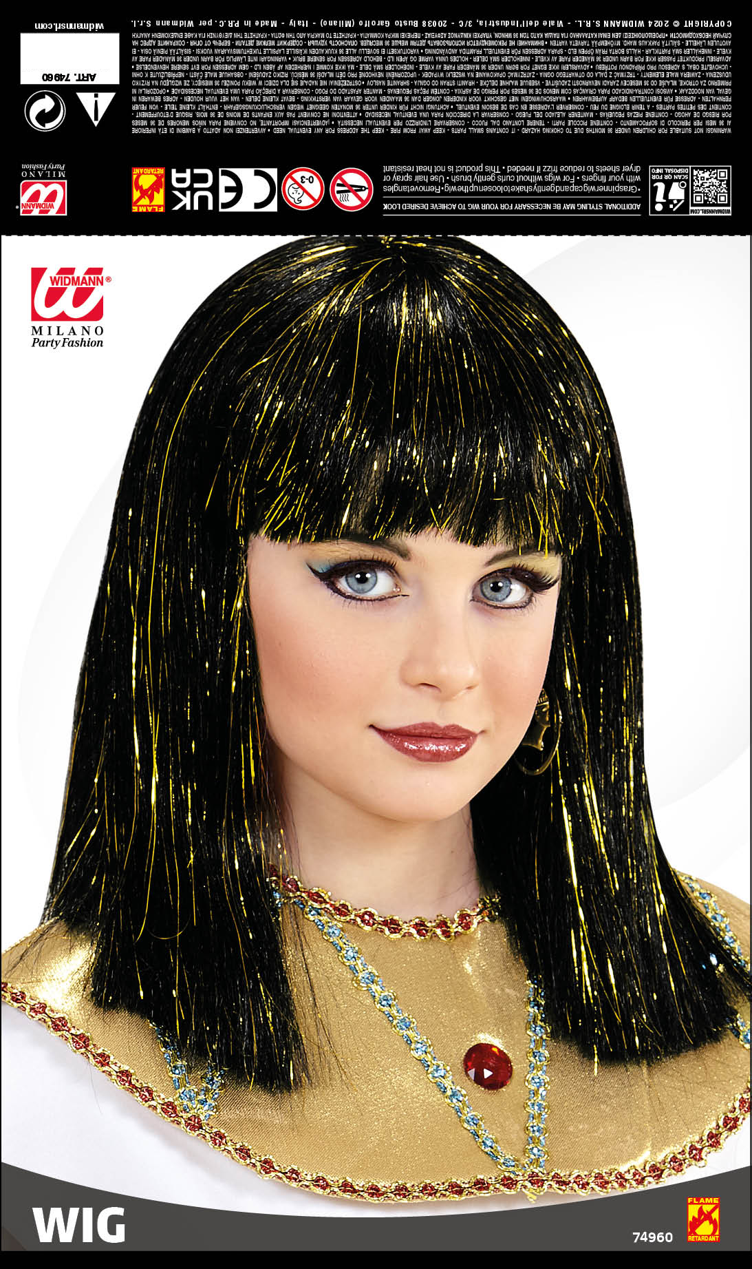 Parrucca Cleopatra con Fili di Lamè Accessori per Abito Vestito Travestimento Carnevale - 74960