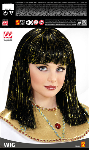 Parrucca Cleopatra con Fili di Lamè Accessori per Abito Vestito Travestimento Carnevale - 74960