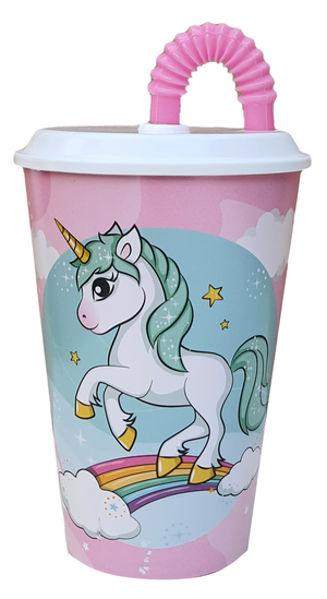 Set Unicorno Bicchiere con Cannuccia + Portamerenda Bpa Free - Uni22/2pz