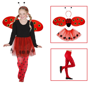Set Travestimento + Accessori Coccinella Tutu Ali Antenne Caze Costume Carnevale (1/3 Anni)