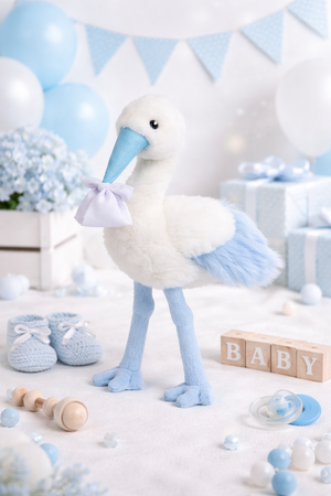 Peluche Cicogna Celeste Neonato Cm.27 Pupazzo - 786001/1