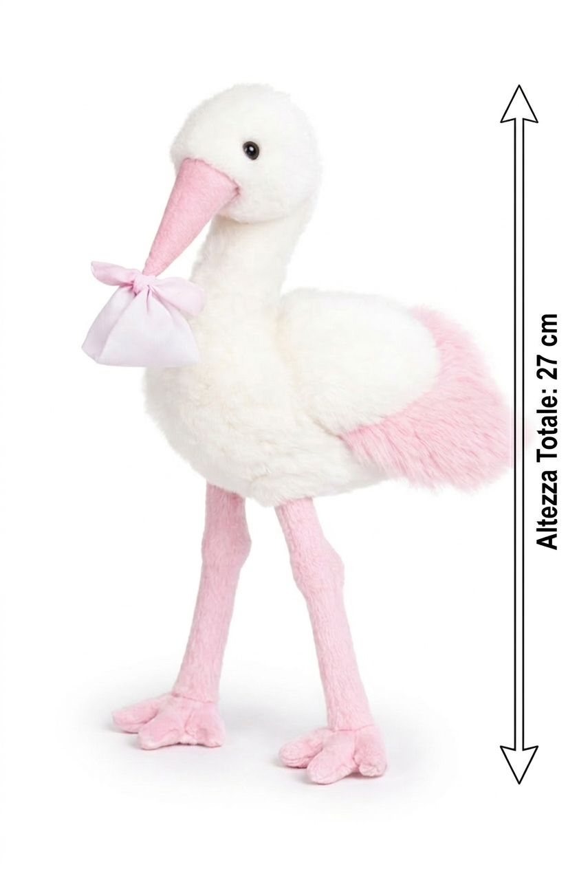 Peluche Cicogna Rosa Neonata Cm.27 Pupazzo - 786001/2