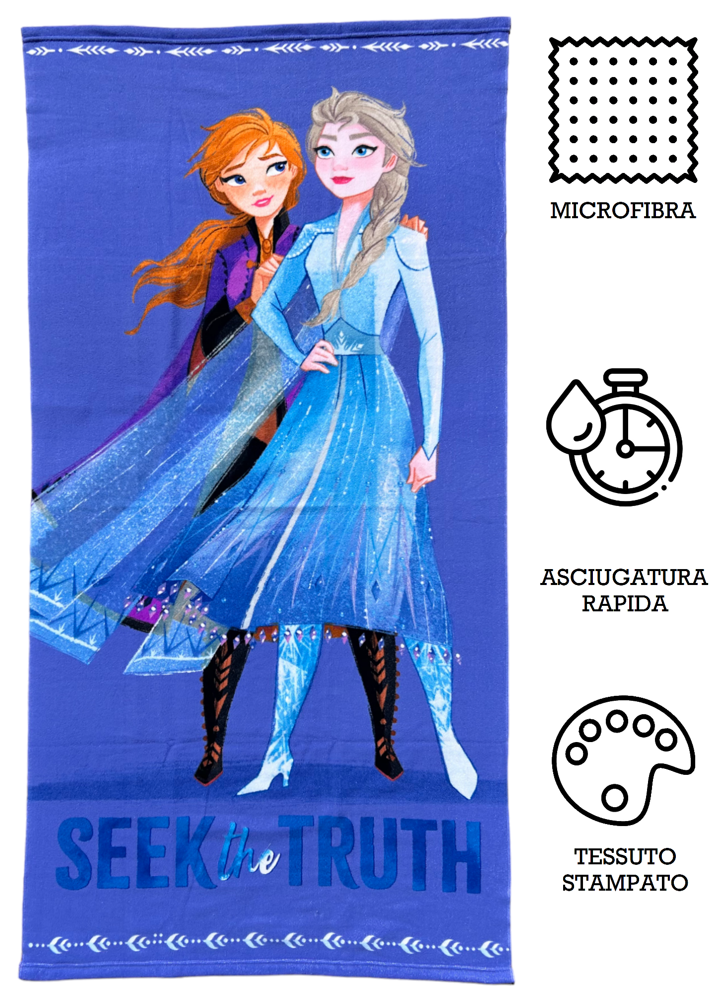 Telo Mare Frozen Ii DISNEY Elsa Anna in Microspugna di Poliestere Cm. 140x70 100%pl