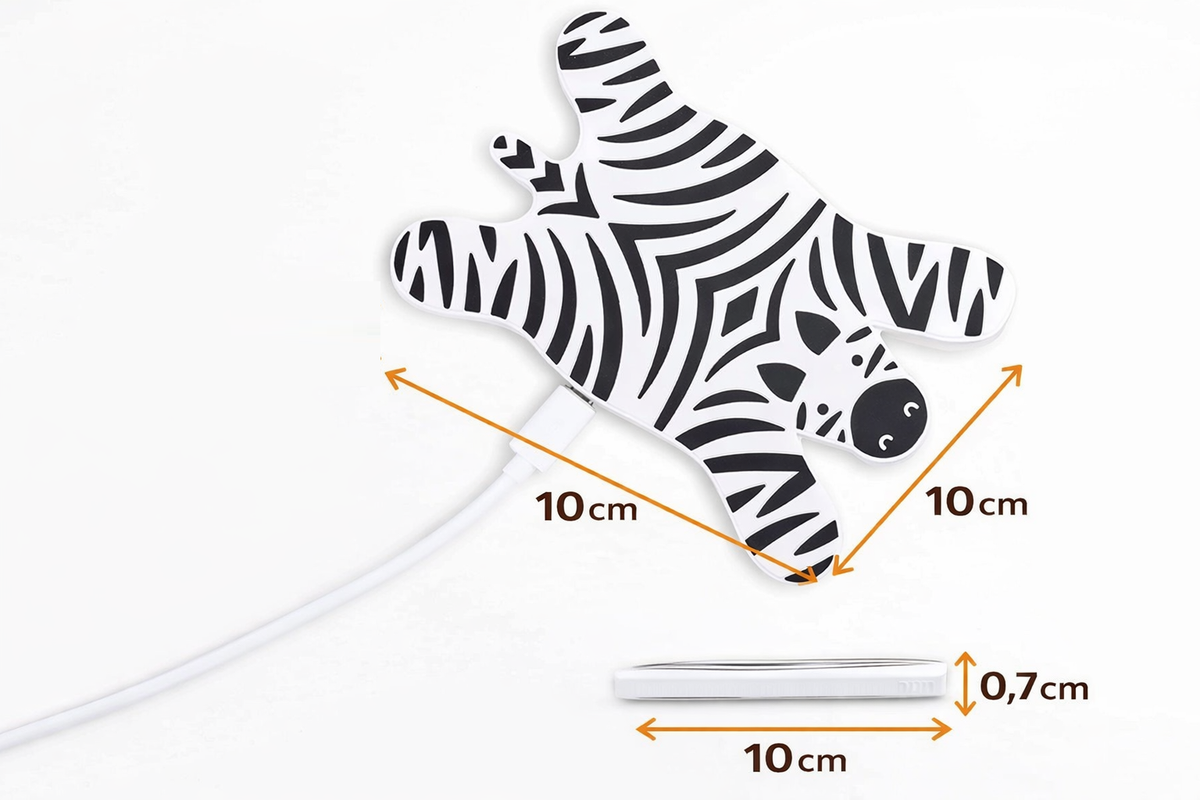 Caricatore Wireless Zebra Disteso con Cavo USB da Scrivania Ricarica 5 Watt - M11039b
