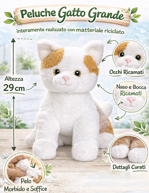 Peluche Gatto Bianco Grs Cm. 30 Plastica Reciclata Lelly - 800201/2