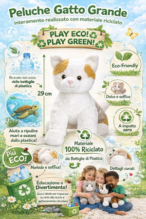 Peluche Gatto Bianco Grs Cm. 30 Plastica Reciclata Lelly - 800201/2