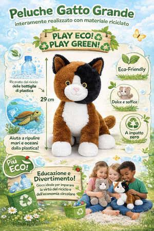 Peluche Gatto Marrone Grs Cm. 30 Plastica Reciclata Lelly - 800201/3