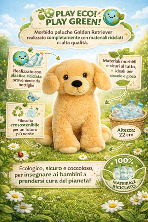 Peluche Cane Golden Retriever Grs Cm. 25 Plastica Reciclata Lelly - 800202