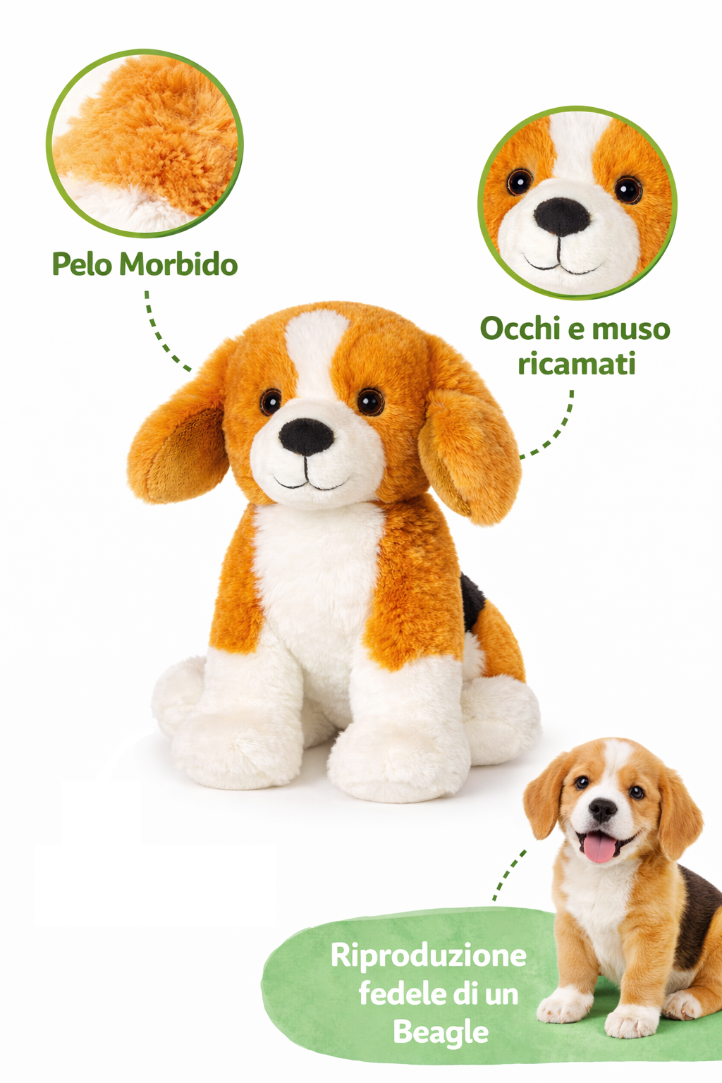 Peluche Cane Beagle Grs Cm. 30 Plastica Reciclata Lelly - 800205