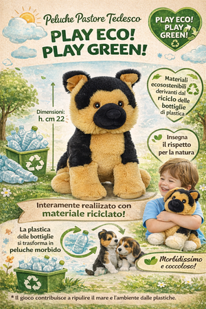 Peluche Cane Pastore Tedesco Grs Cm. 25 Plastica Reciclata Lelly - 800206