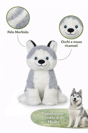 Peluche Cane Husky Grs Cm. 25 Plastica Reciclata Lelly - 800208