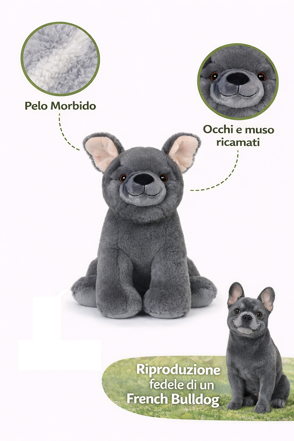 Peluche Cane French Bulldog Grs Cm. 25 Plastica Reciclata Lelly - 800212